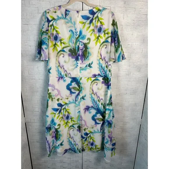 Lauren Ralph Lauren Womens Dress rap flutter sleeve floral chiffon plus size - Picture 2 of 11